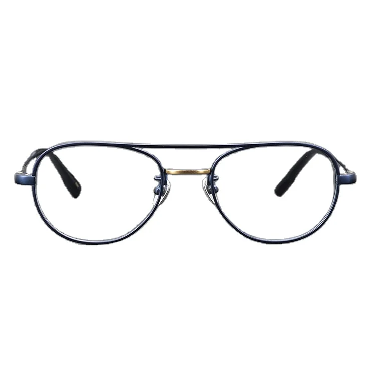 

2021 newest Blue Light blocking titanium glasses frame double bridge stylish design optical eyeglasses