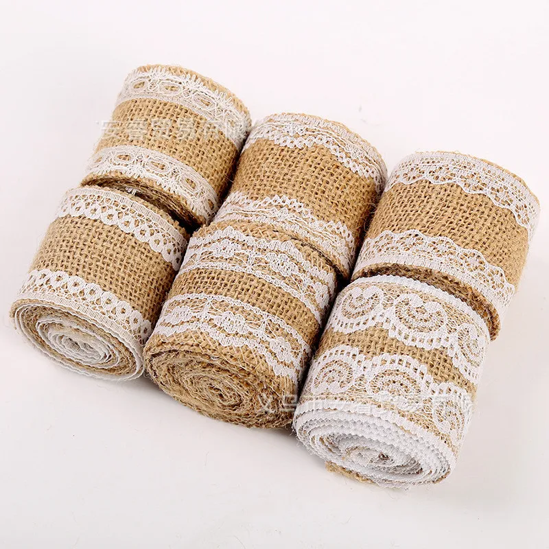 

Natural Jute Floral Garden Lacey Christmas Burlap Ribbon For Decorations