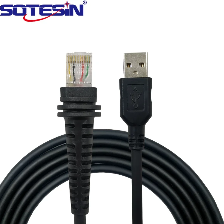 

Brand Cable 2M Usb a Male to RJ45 Pos Systems Machine For Honeywell Yj3300 Ms7120 Mk7120 Ms9540 Barcode Scanner Usb Cable, Black