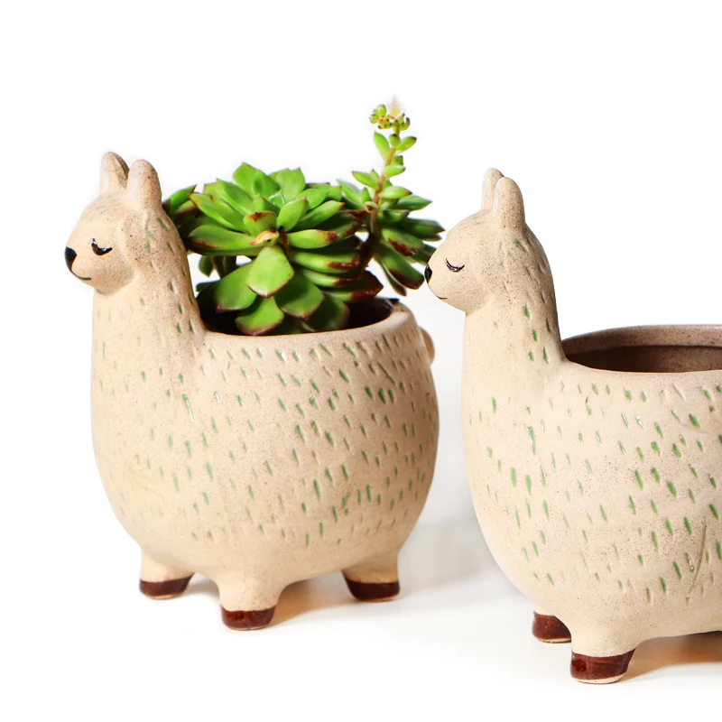 

Whosale Alpaca Ceramic Animal Succulent Planter Flower Pots, Customized color