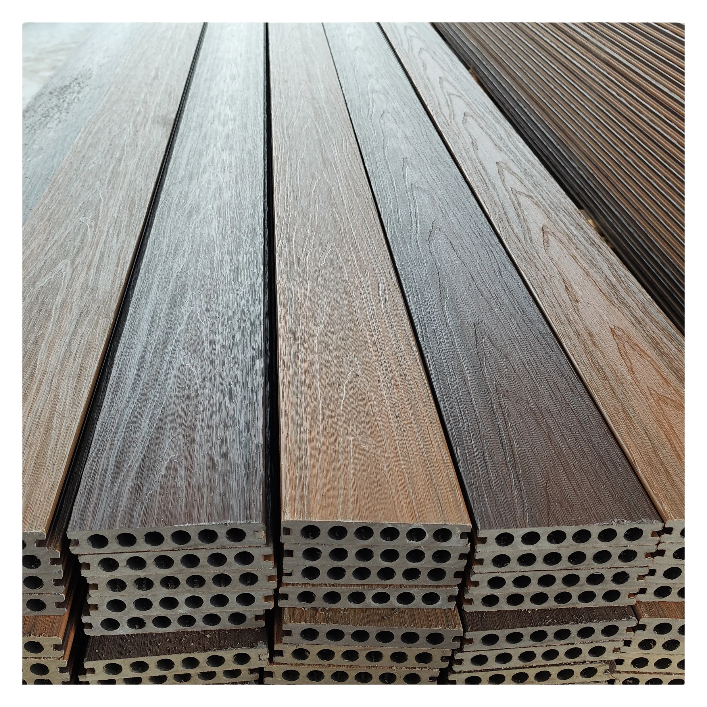 New 18mm Water-Resistant PVC Artificial Hollow Composite Decking WPC Waterproof Co-Extruded Wood Easy Install Outdoor Garden