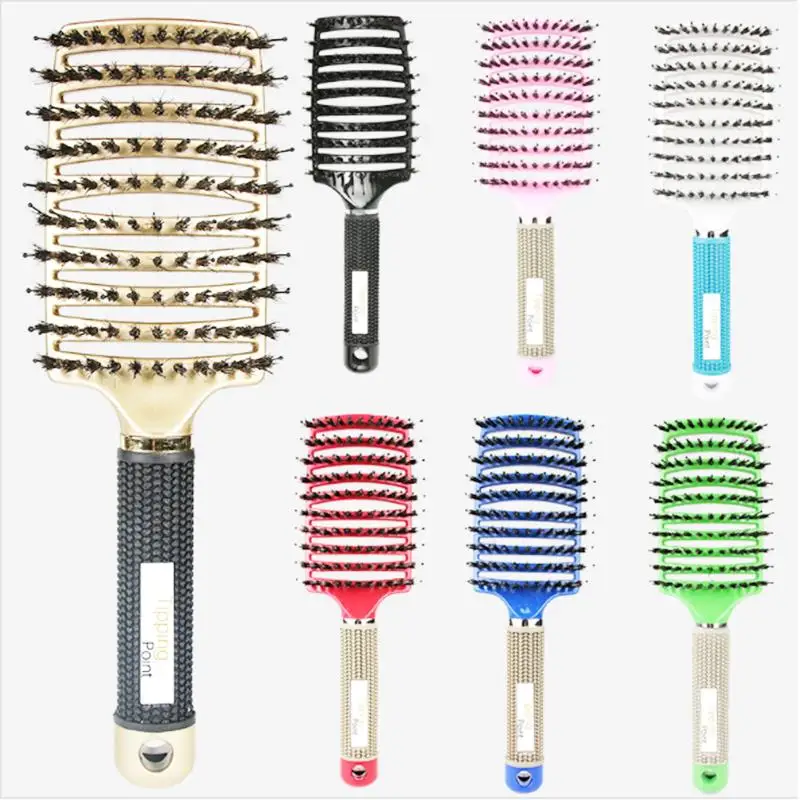 

Professional Hairdressing Styling Tools Curved Vent Detangling Hair Brush for Fast Blow Drying