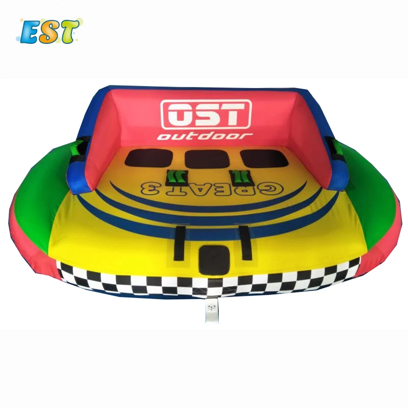 

Water Ski Towable Tube Boat PVC Plastic 3 Person Inflatable Beach for Adults Carton East Sports Repair Kits for Free by Express, As the picture