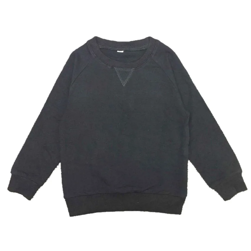 

Custom Baby Girl Boy Autumn Clothes Pullover Kids Solid Black Gray Pullover Boys Autumn Black Sweatshirt