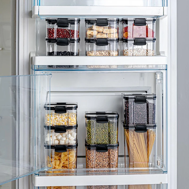 

Storage Boxes Bins Container Home Multipurpose Organizer Food Rice Dispenser Clear Big Storage Box Plastic, Black, yellow, white