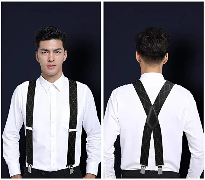 Durable 5CM Wide Mens Braces Suspenders X Style Elastic and Adjustable Trouser Braces With Very Strong Metal Clips