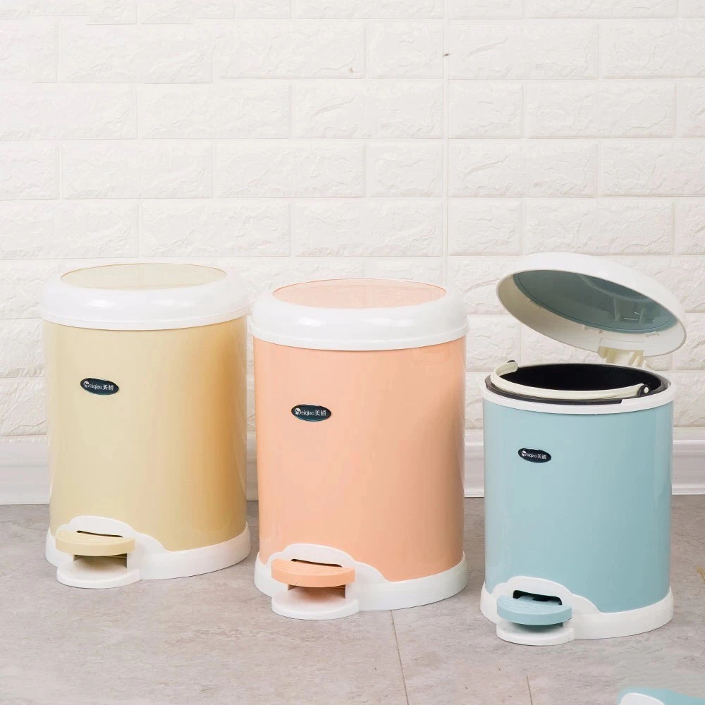 

Nice Color Durable Silent Foot Petal Kitchen Rubbish Rubbish Litter PP Plastic Trash Bin, Pink,blue,khaki