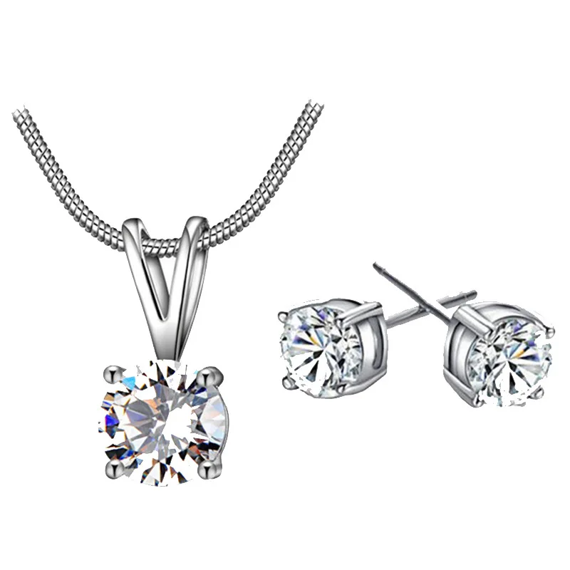 

Wholesale Women Stainless Steel ZIRCONJewelry Sets Wedding Necklace and Earing Set