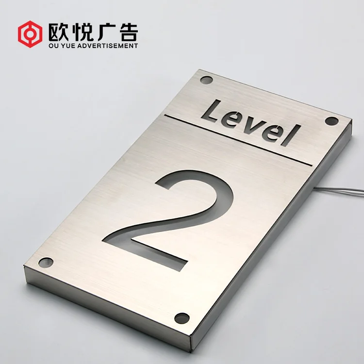 Ouyue customized outdoor 3d letter sign 304 stainless steel letter house number plates with lighting