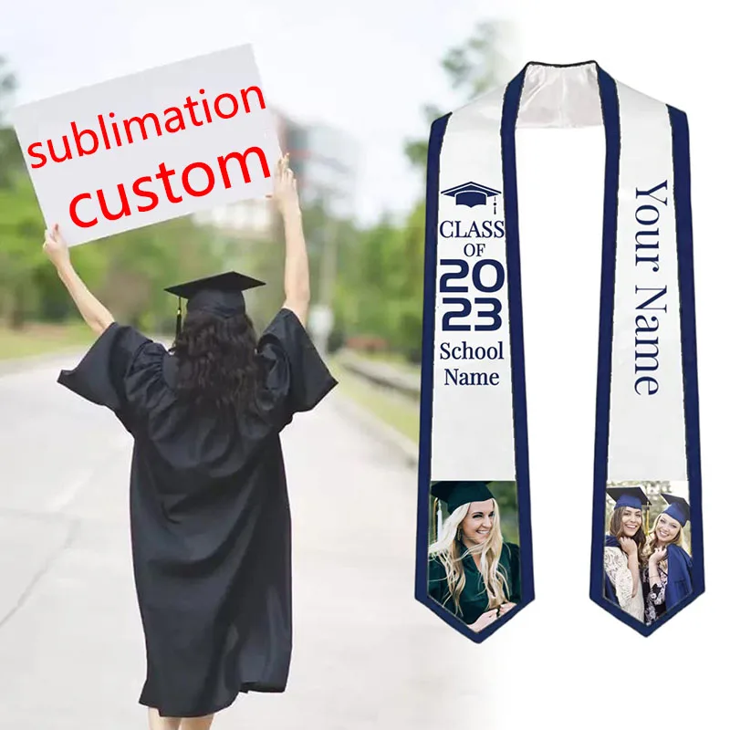 OEM graduation stole sublimation blanks  bulk graduation stole customize your own with pictures graduation stole class of 2024