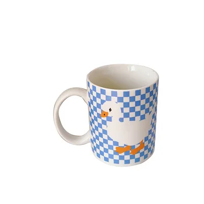 

Hot cute ins wind cream blue cheering duck large capacity ceramic cup, As the picture show