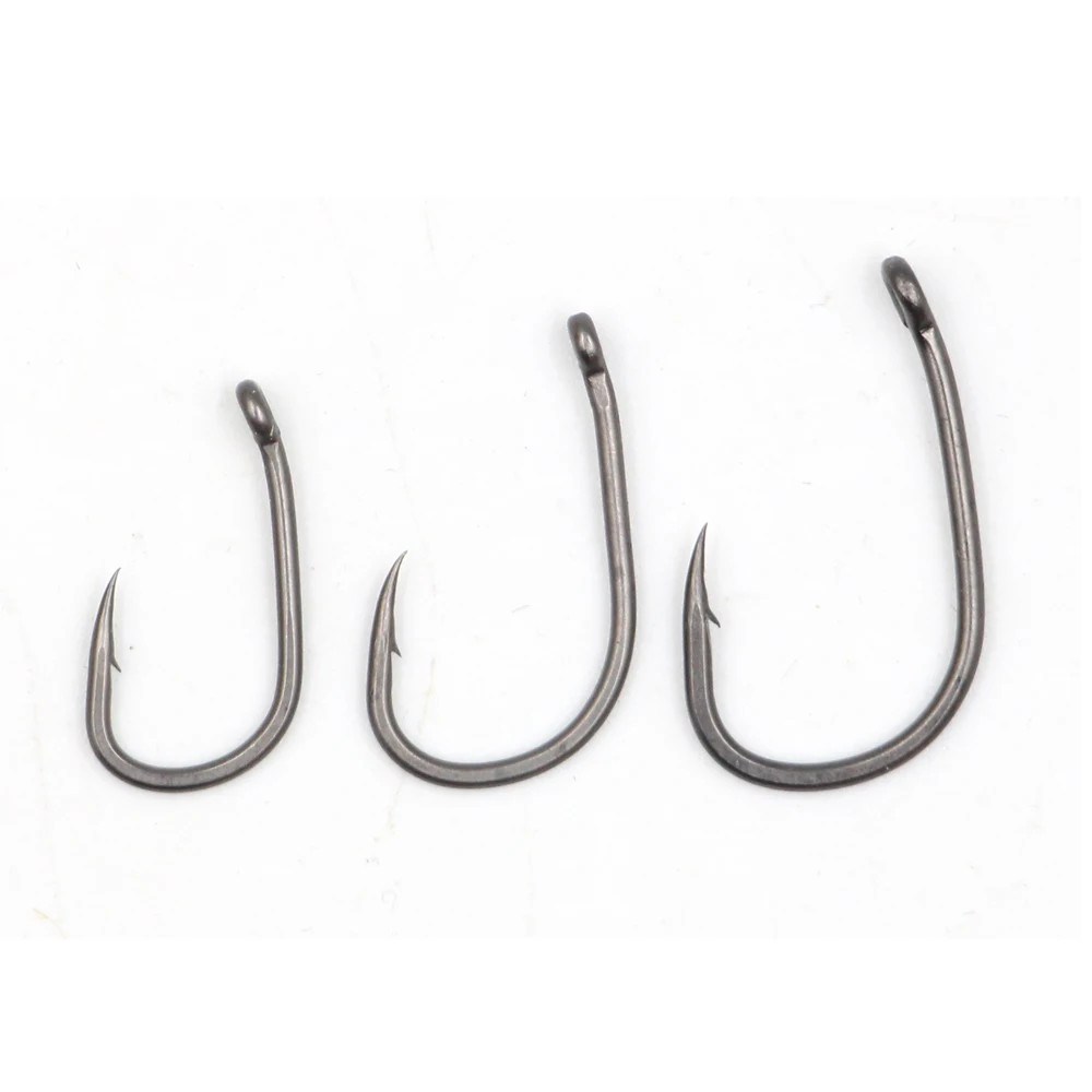 

Wholesale Black Tef Coated Carp Hooks Wide Gape T Style Barbed Carp Fishing hook, Coffee, green, brown,black, dark black, grey