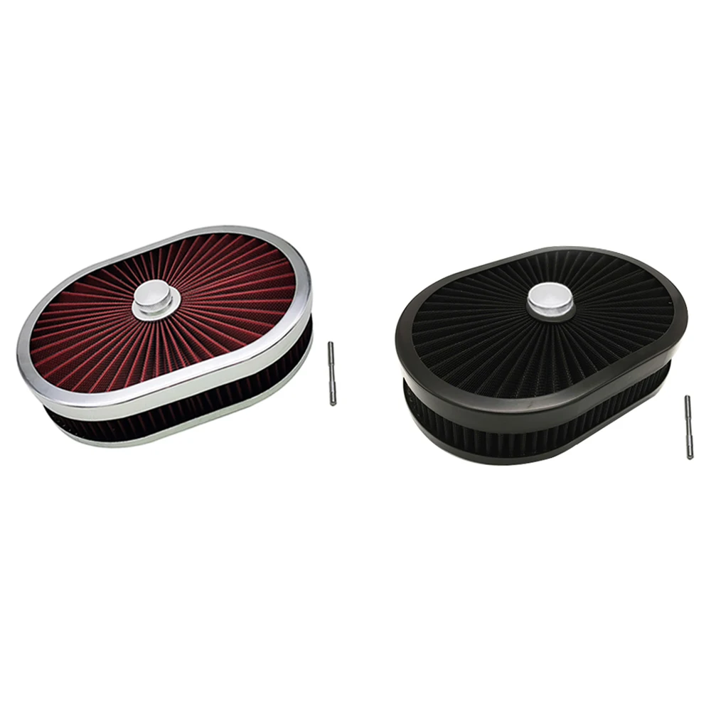 

12'' Super Flow Oval Air Cleaner Kit Red/Black 12*2'' Air Filter Universal for classic cars with carburators
