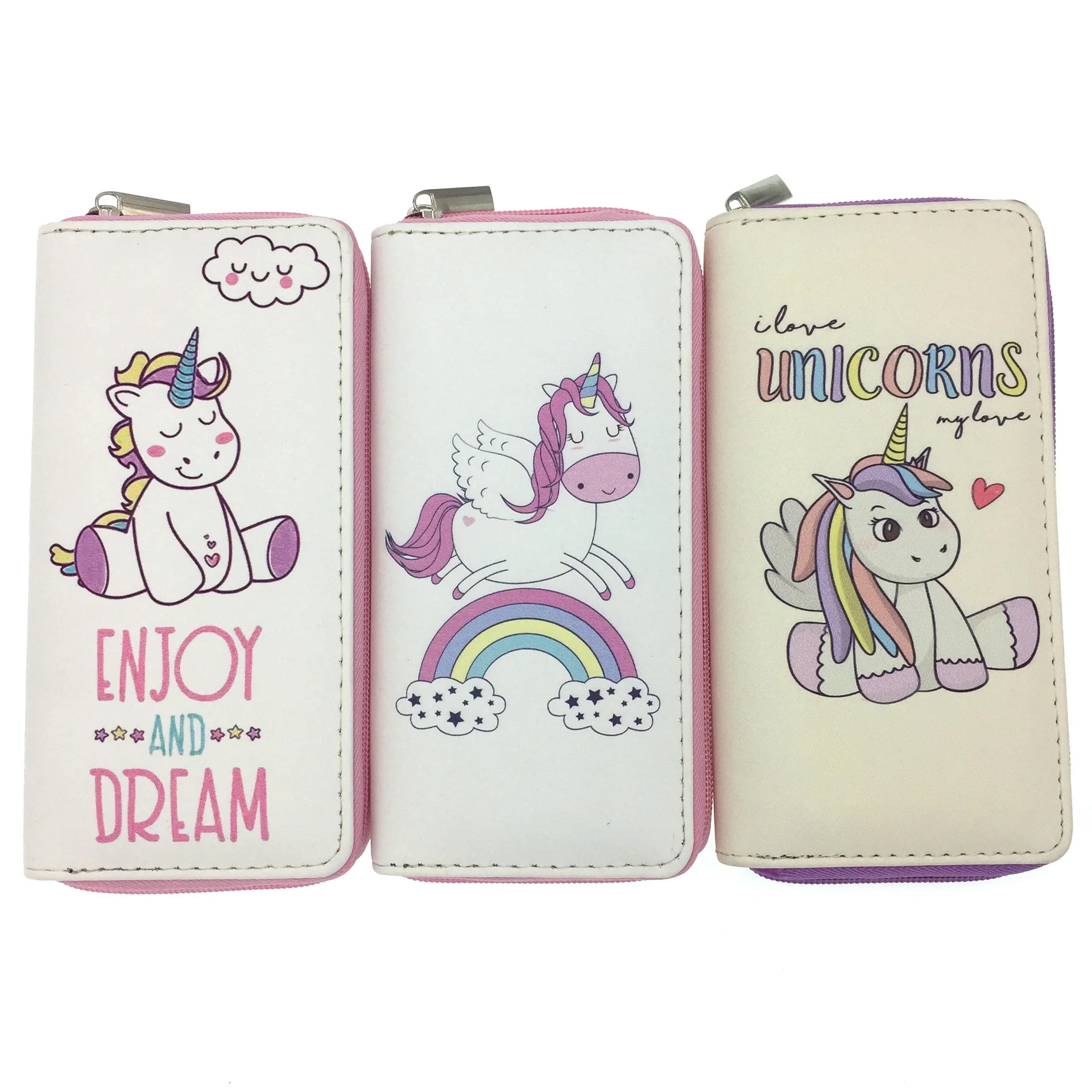 

Explosive Unicorn PU Wallet Student girls Women's Long Zipper Wallet Coin Purse Document Bag Source Factory