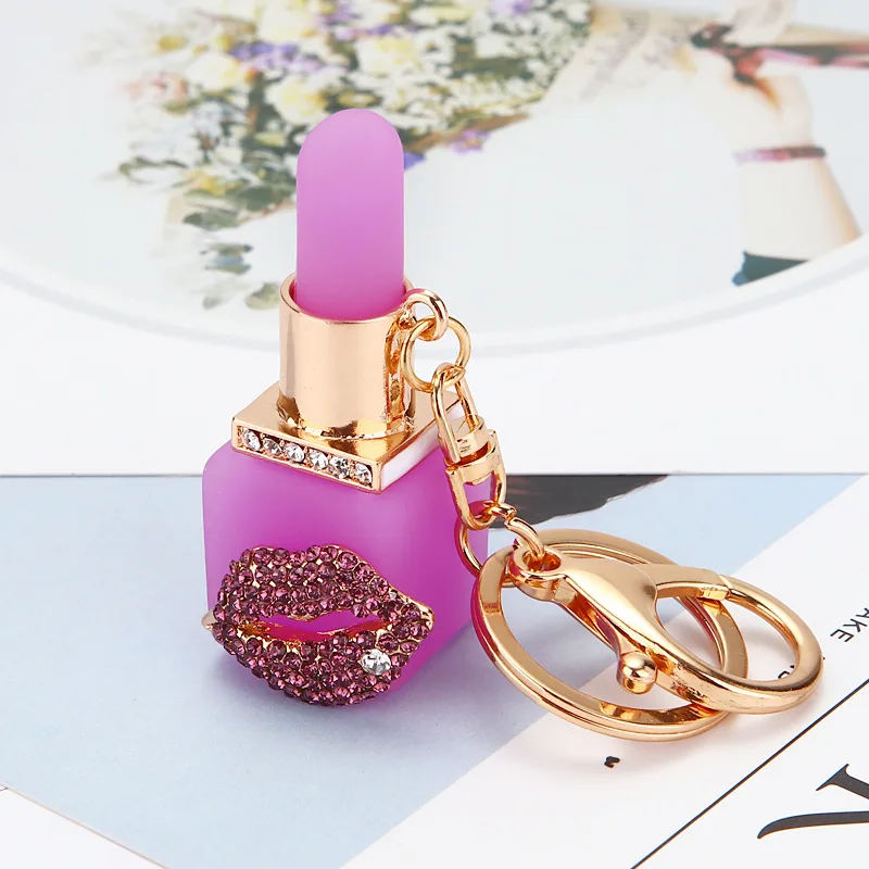 Hot Wholesale Cute Creative Rhinestone Lipstick Lip Gloss Car Keychain Buy Wholesale Cute 