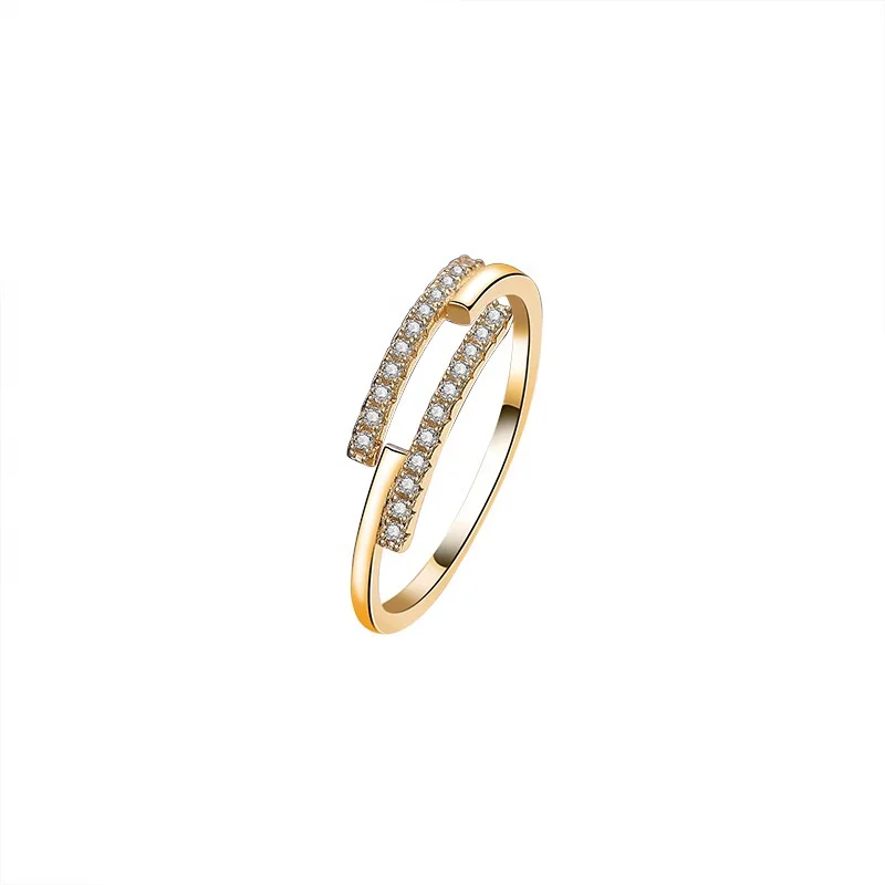 

Micro Zircon Jewelry Plated 18K Gold 925 Sterling Silver Ring, White, gold