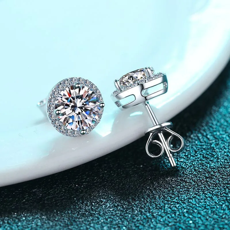 

Silver 925 Orginal Total 1-2 Carat Diamond Test Past Round Briliant Cut Sparkling Moissanite Party Stud Earrings Gemstone Gift