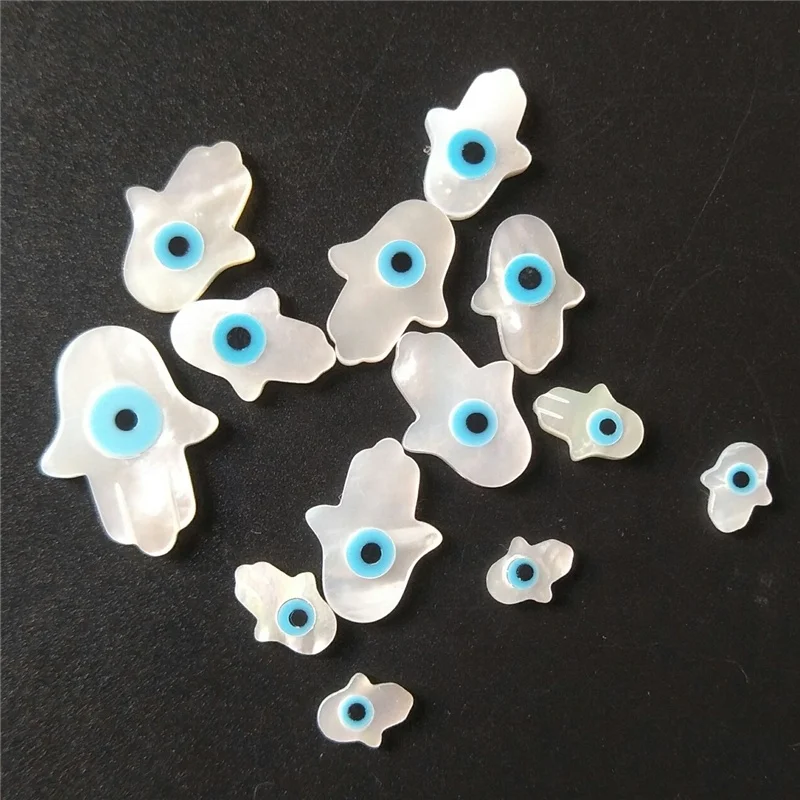 

Mother of Pearl Hamsa Beads Turkey Shell Evil Eye Hand of Fatima Pendant for DIY Jewelry