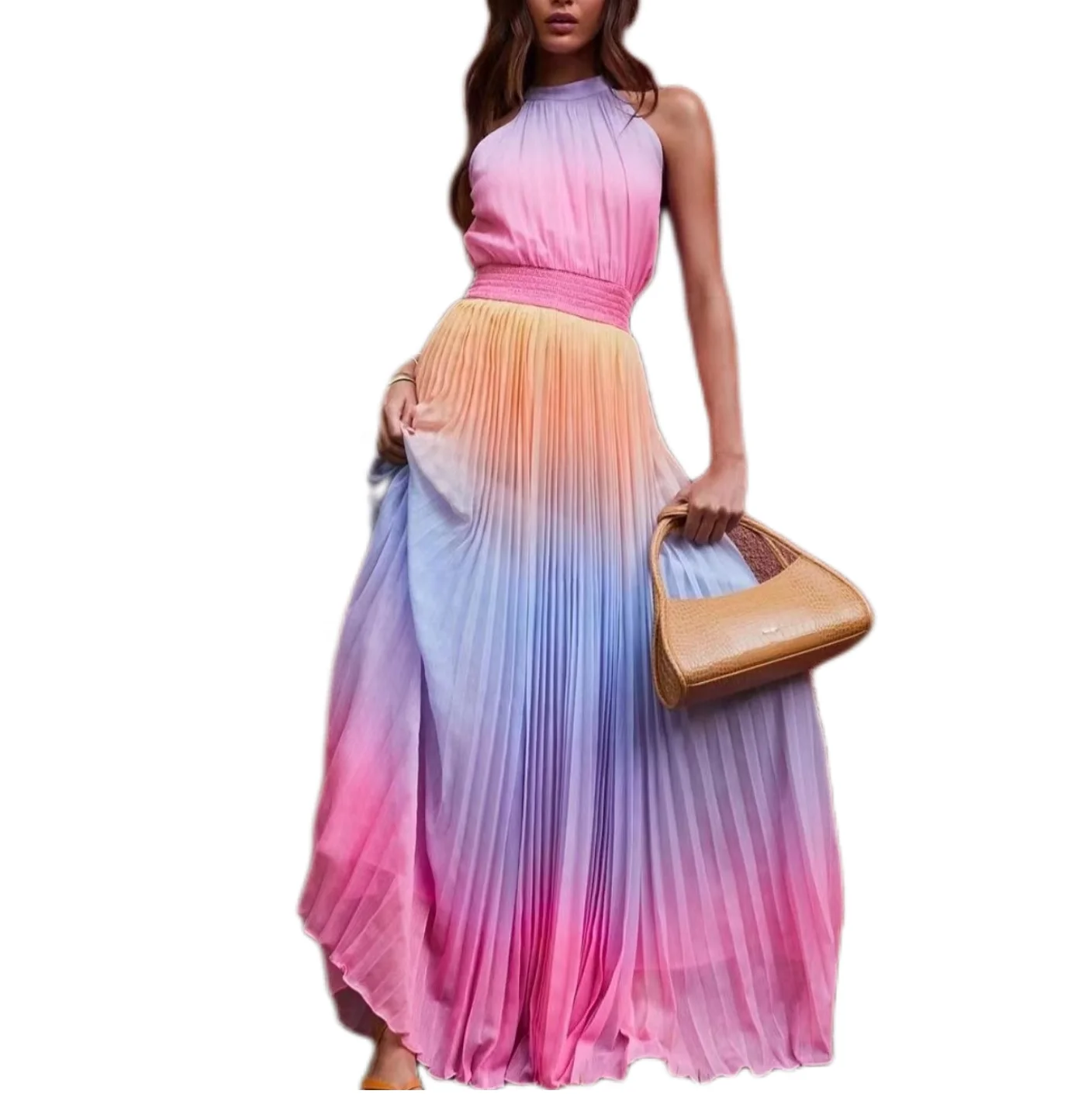 

summer trends 2021 chiffon pleated maxi dress for girls