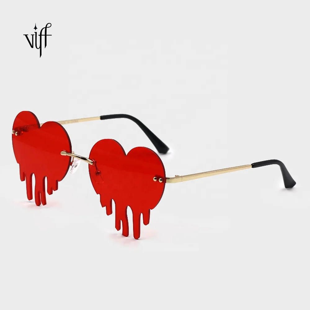 

VIFF HM20115 Love Heart Shape Glasses Halloween Party Funny Drip Sunglasses, Multi