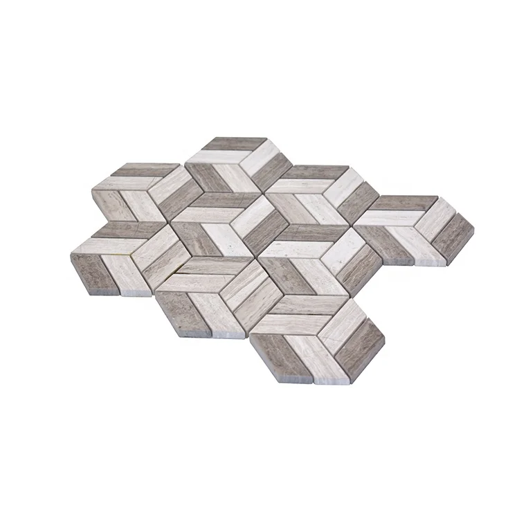 Moonight Classic Design Dark Athens Grey Wooden Grey Hexagon Marble Mosaic For Backsplash and Wall