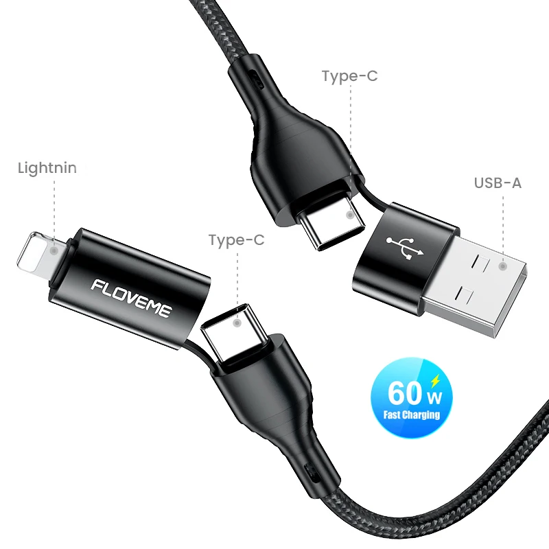 

Free Shipping 1 Sample OK FLOVEME Type-C For Lighting Data Transfer & Smartphone Charger Charging Usb Cable Phone