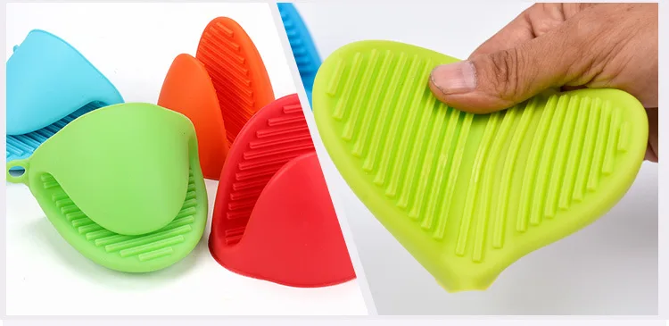 Insulated Heat Resistant Silicone Pot Holder Microwave Kitchen Gloves Clips