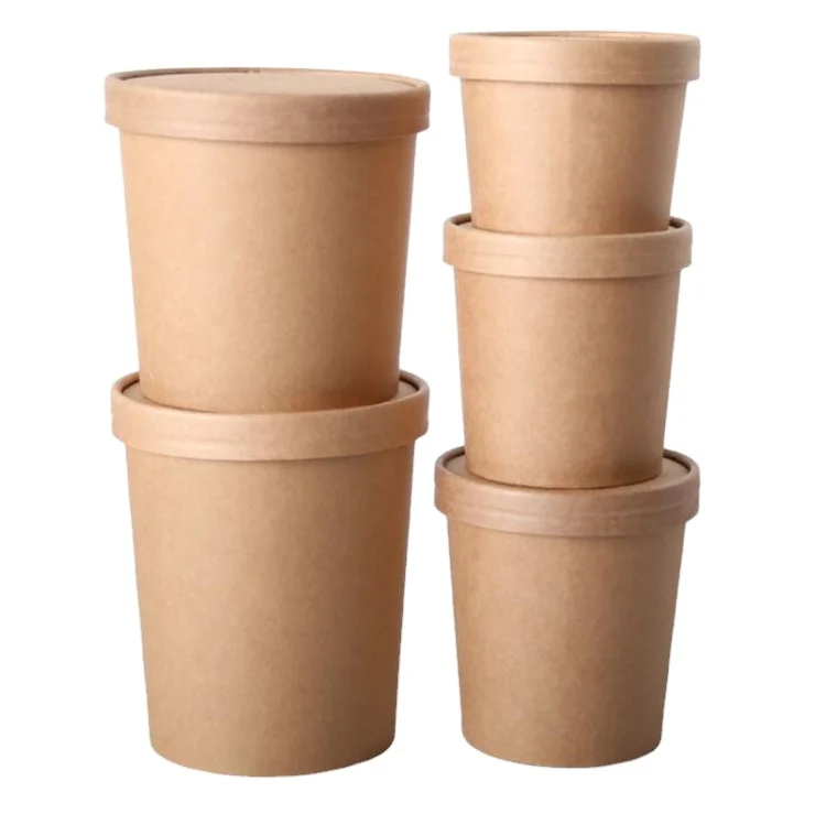 

Disposable Soup Bowl Food Grade Leakproof Customized kraft Paper Soup Cup Soup Bowl