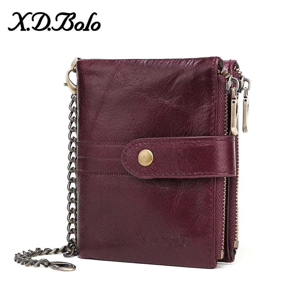 

X.D.BOLO Wallet Women Genuine Leather Card Holder Wallets Female Zipper Clutch Ladies Purses with Coin Pocket Women's Wallet, Customized color