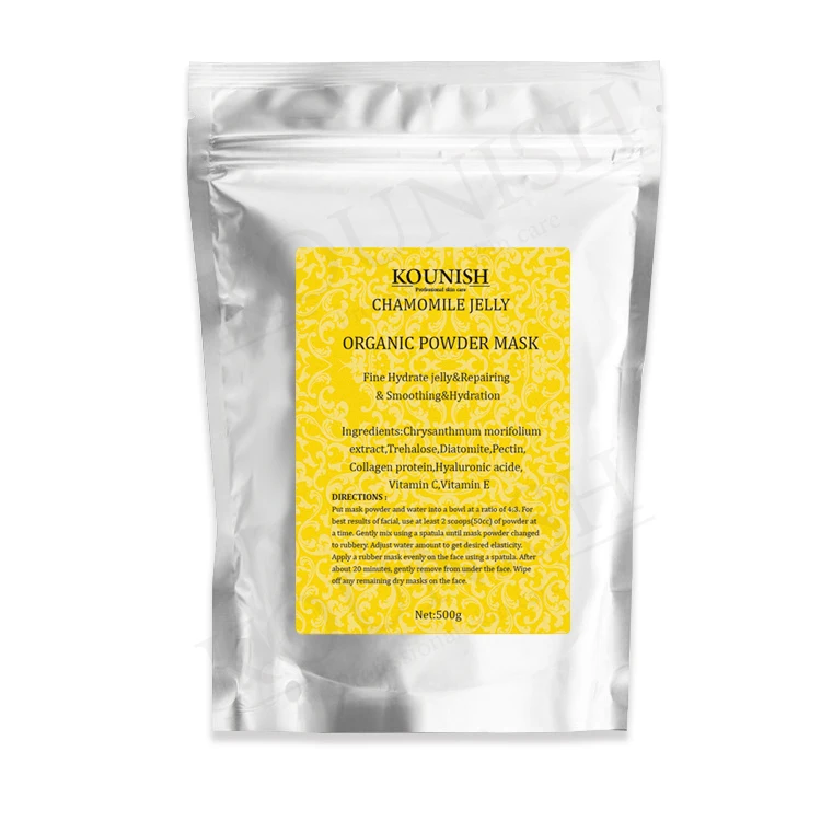 

Hot Sell Private Label Nourishing Whitening Peeling Off Chamomile Jelly Powder Mask, Yellow