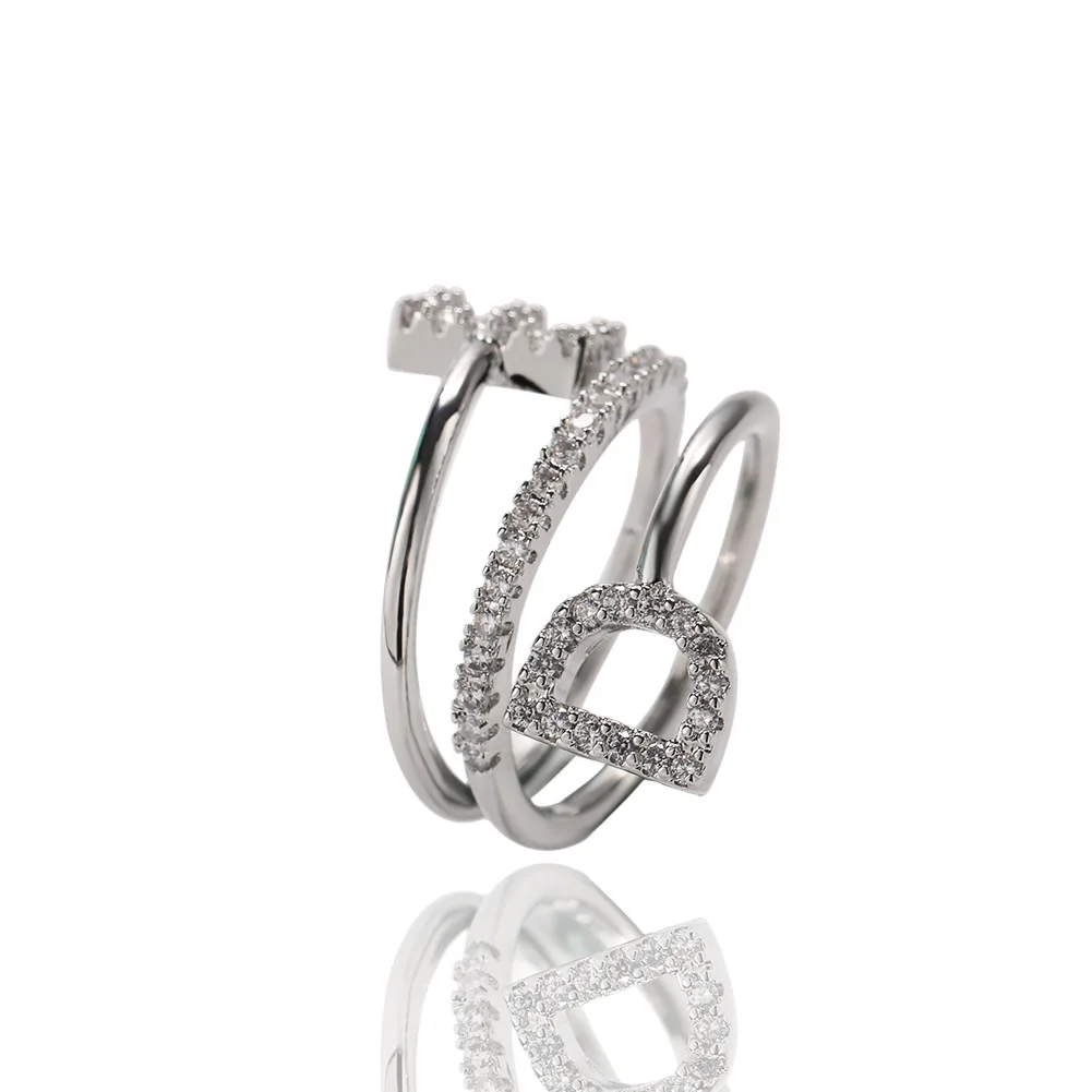 Top Icy Custom Ring 18K Gold Plated Fashion Jewelry Slim Two Letters Resizable Rings Custom Name Ring