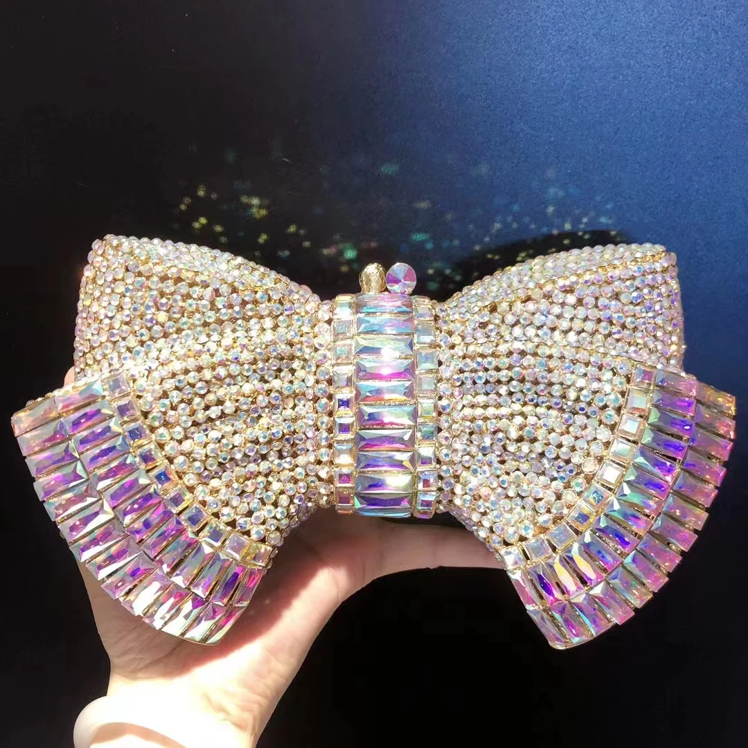 

New rhinestone Butterfly studded diamond dinner bag colorful diamond handbag banquet wedding crystal clutch bags for women