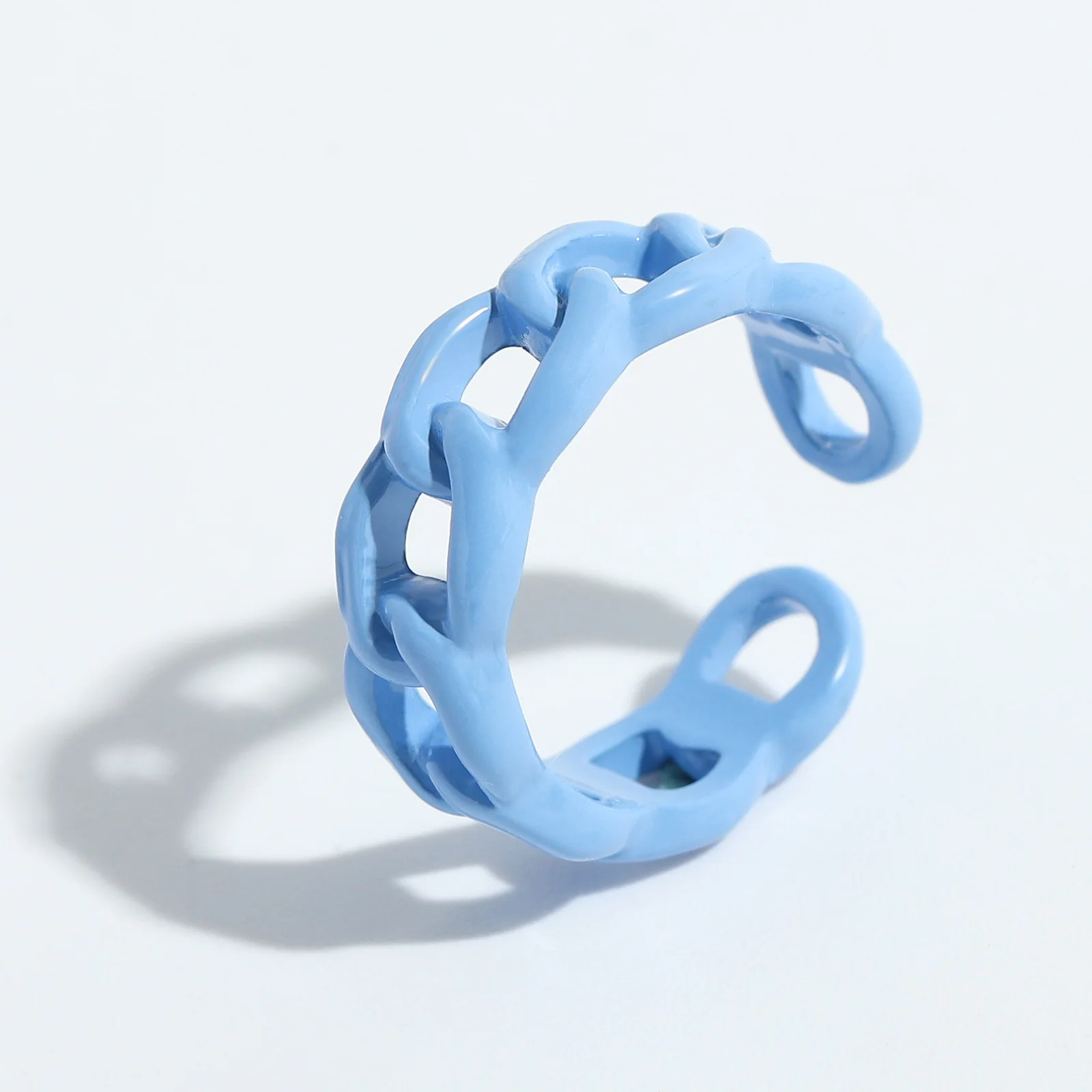 

2021 New Arrival Spring Colorful Chunky Metal Rings Fashionable Candy Color Matisse Oil Painting Metal Open Rings