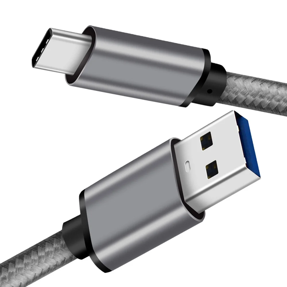

space gray nylon sleeve braided fast charging usb 3.1 type c cable to usb A, Customized