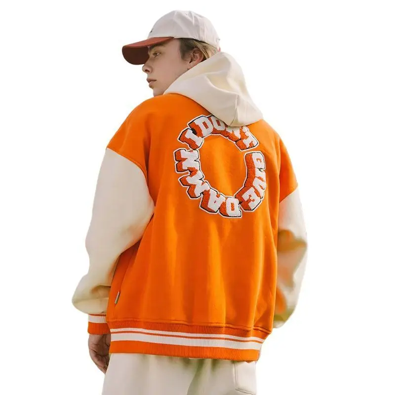 

Wholesale Bomber Jacket Men's Casual High Quality Stretch Wool Hip Hop Unisex Varsity Jacket, Orange,mid gary,black