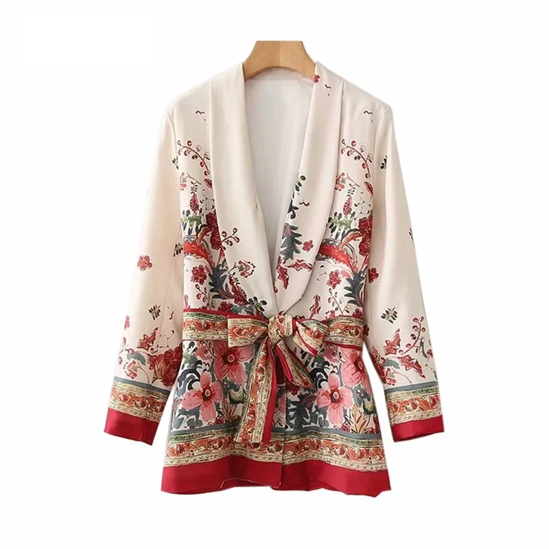 

Euramerican style spring and summer dresses wholesale with belt print blazer, Yellow