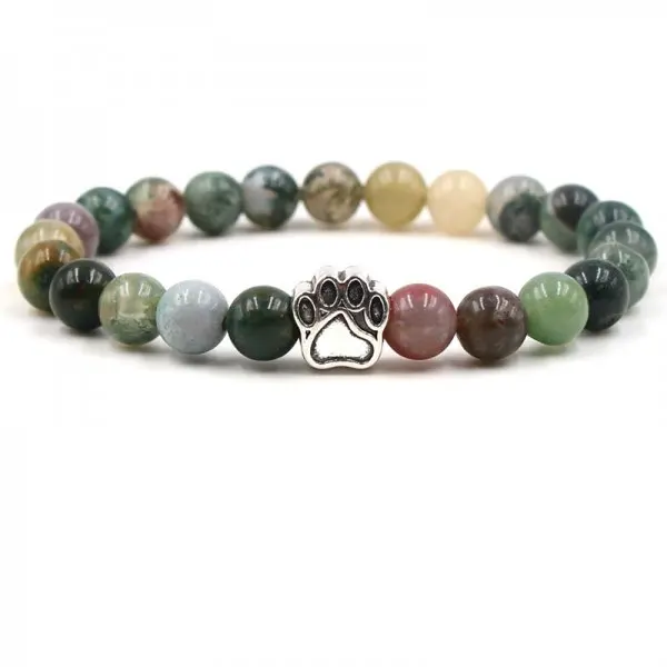 

Dog claw round natural stone beaded bracelet stretch rope bangle adjustable charm bracelet For Couple Girls Women, As shown in picture