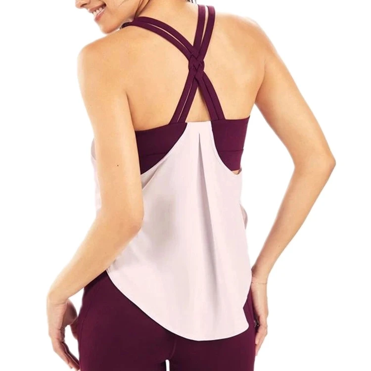 

wholesale oem custom crisscross back women tank top built-in bra gym yoga bra,