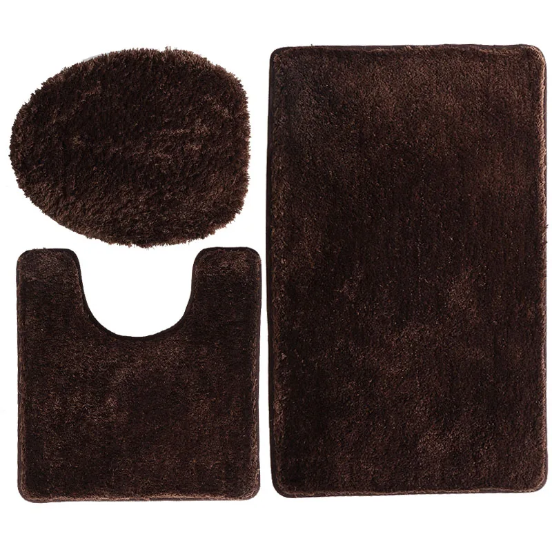 

Custom OEM factory shaggy toilet bathroom rug U shaped soild color bath mat set