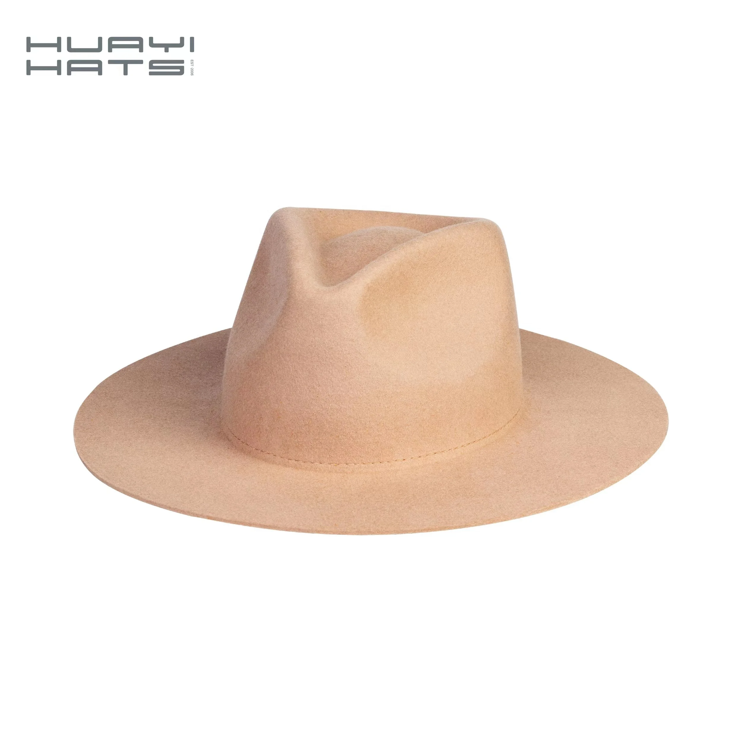 HUAYI HATS Small Size Classic hard stiffness camel wool Felt Fedora Hats