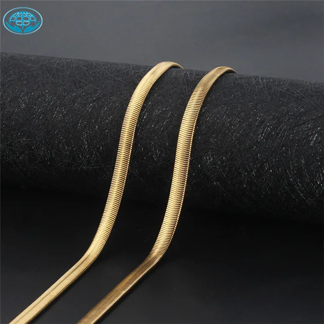 

Hoyo hip hop jewelry gold plated stainless steel herringbone snake chain for men women