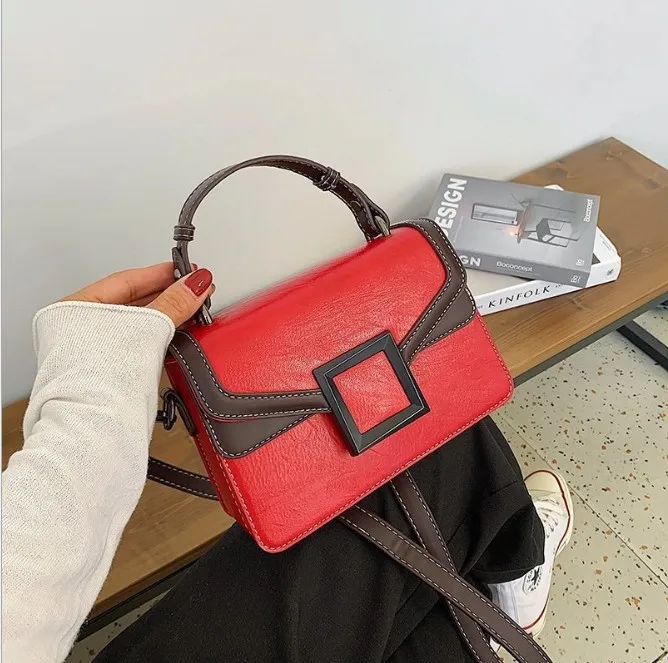 

Retro square buckle sling handbags for women 2021 Summer black purse wide shoulder belt custom tote hand bag, Customizable