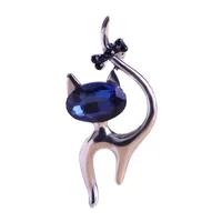 

Blucome Cute Cat Animal Collar Clip Crystal Brooches Hijab Pins Gun Black Plated Brooches Women