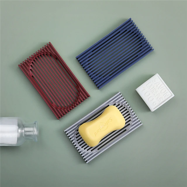 

Drop-resistant Soft Bathroom Drain Rack Facial Soap Anti-bacterial Storage Box Household Storage Tool, As photo