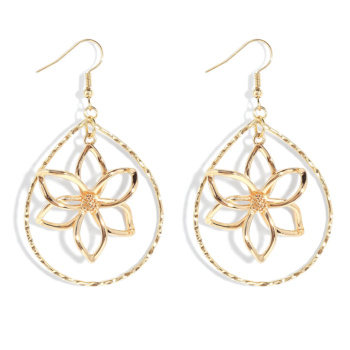 

Various styles fashion hawaii teardrop flower luxury earrings women 18k gold plated earrings