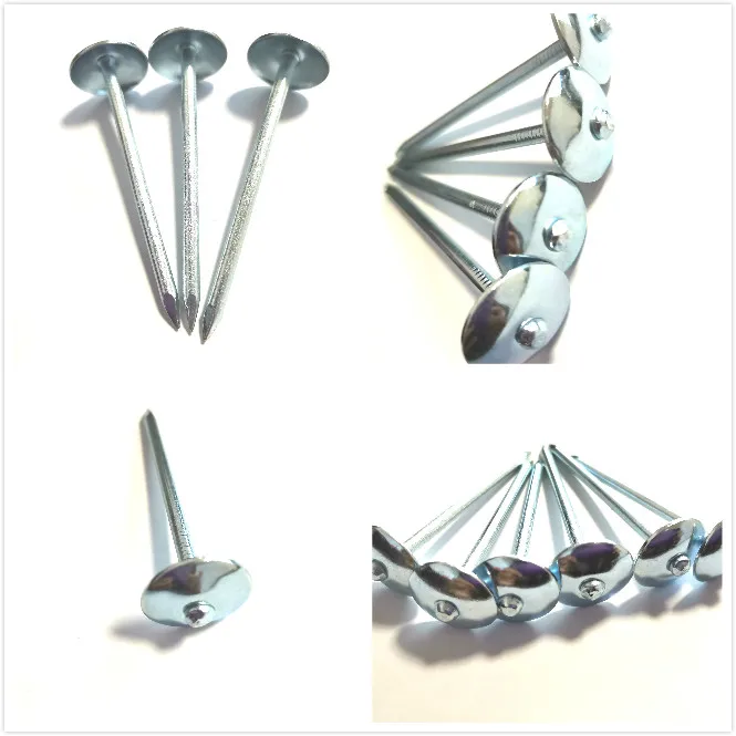 Zinc coated umbrella roofing nails