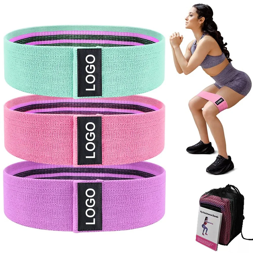 

Legs and Butt Booty Hip Band Wide Workout Sports Fitness Exercise Fabric Resistance Bands Set, Accept custom color
