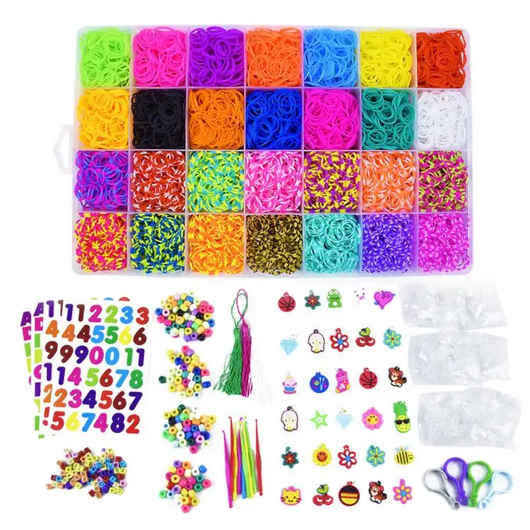 

Rainbow Colorful Hair Bands Set Premium Multi Colors Rubber Weave Bracelet DIY Kit