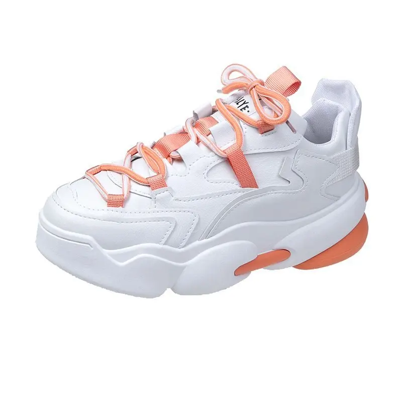 

Classic outdoor durable breathable mesh lining leisure sport sneakers rubber sole ladies shoes, Orange/green/white