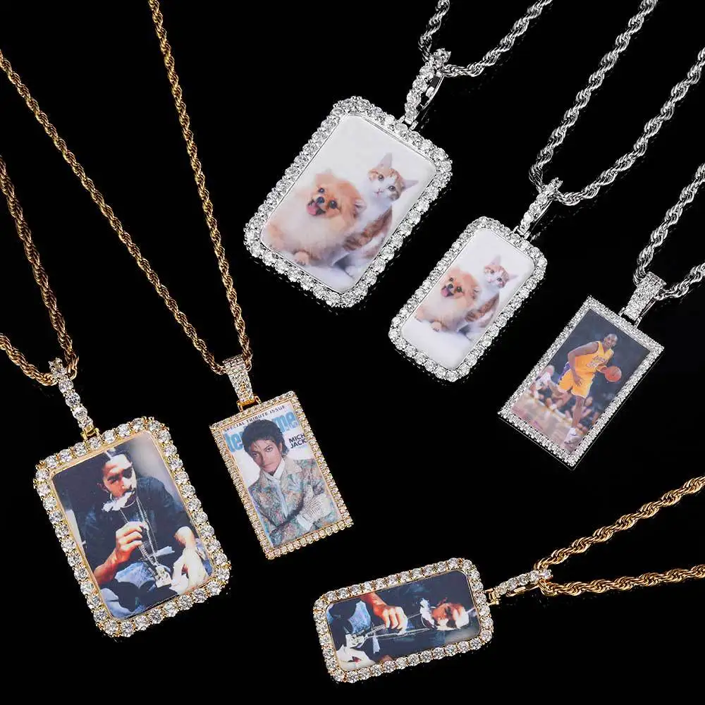 

Hip Hop Memory Photo Necklace Customized Picture Small Square Photo Frame Necklace